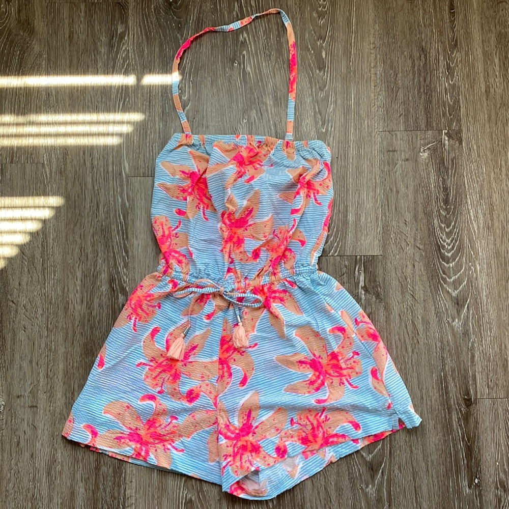 Chubbies: Romper with pockets and removable neck strap.